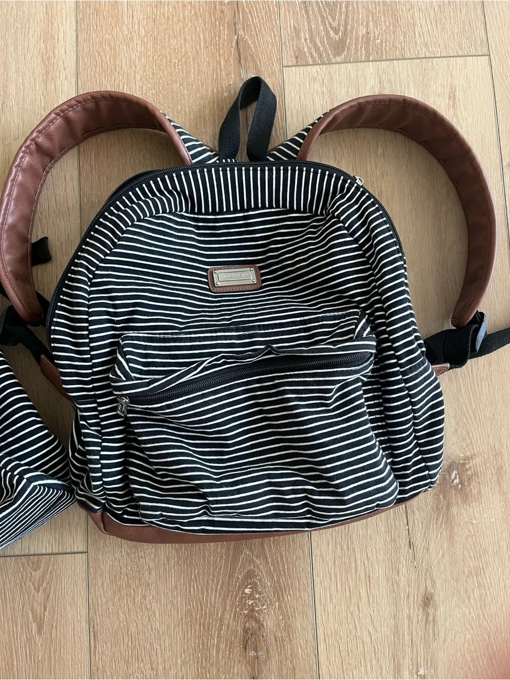Madden Girl Black and White Striped Kids Backpack Set